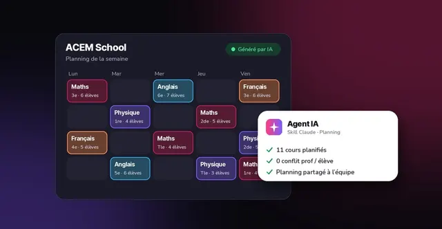 Student and teacher schedule generated by ACEM School's AI agent